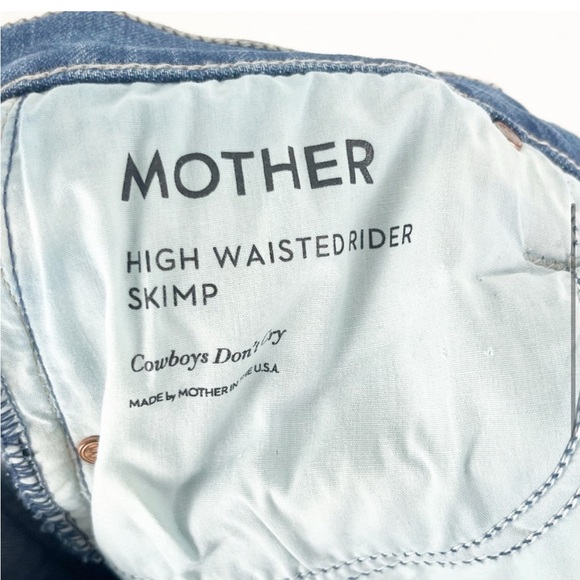 MOTHER SUPERIOR Blue Denim High Waisted Rider Skimp Frayed Hem Jeans, Size 29 - Picture 4 of 12